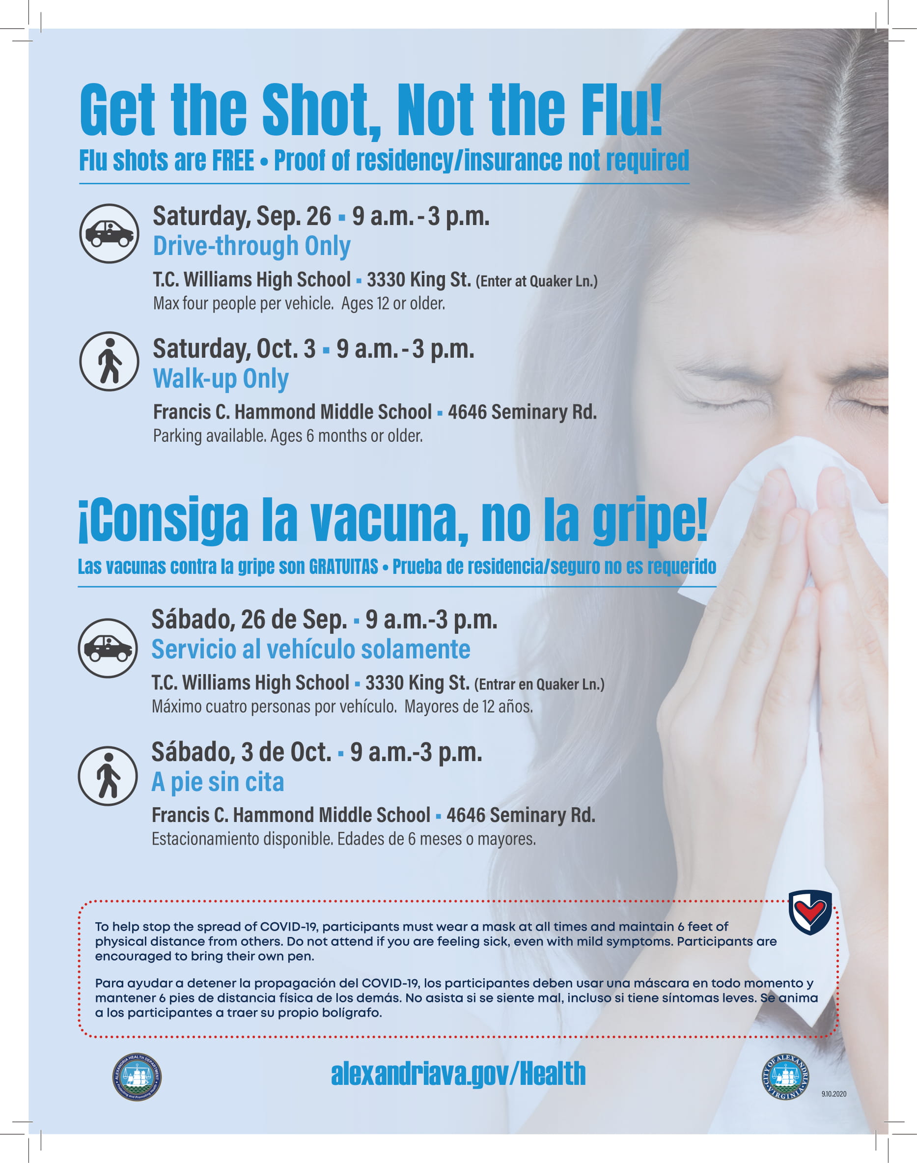 Free Covid19 Testing and Free Flu Shots Available in Alexandria